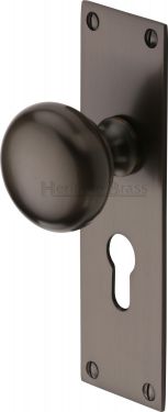 Click Here To Enlarge This Photo Of BAL8548-MB Heritage Brass Mortice Knob on Euro Profile Plate Balmoral Design Matt Bronze Finish