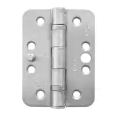 HIN1433SEC/13SSS/R - Carlisle Brass Eurospec 102mm x 76mm x 3mm Grade 13 Ball Bearing Security (Dog Bolt) Hinges (Radius) Satin Stainless Steel