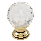FTD670ACTB - Carlisle Brass Fingertip Design Crystal Faceted Knob with Finished Base 25mm Polished Brass