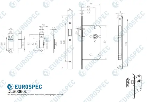 Click Here To Enlarge This Photo Of DLS0060LSSS - Carlisle Brass Eurospec Din Latch 60mm Satin Stainless Steel