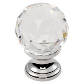 FTD670BCTC - Carlisle Brass Fingertip Design Crystal Faceted Knob with Finished Base 30mm Polished Chrome