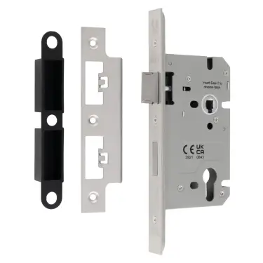 Click Here To Enlarge This Photo Of DLS7260EPSSS - Carlisle Brass Eurospec 60mm &lpar;72mm c&sol;c&rpar; DIN Euro Profile Sashlock &lpar;Square Corners&rpar; Satin Stainless Steel