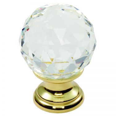 Click Here To Enlarge This Photo Of FTD670CCTB - Carlisle Brass Fingertip Design Crystal Faceted Knob with Finished Base 35mm Polished Brass