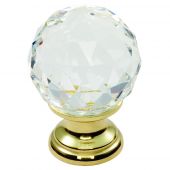 FTD670CCTB - Carlisle Brass Fingertip Design Crystal Faceted Knob with Finished Base 35mm Polished Brass