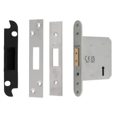 Click Here To Enlarge This Photo Of LDS5525SSS - Carlisle Brass Easi-T Heavy Duty 64mm 5 Lever Security Deadlock &lpar;Square Corners&rpar; Satin Stainless Steel