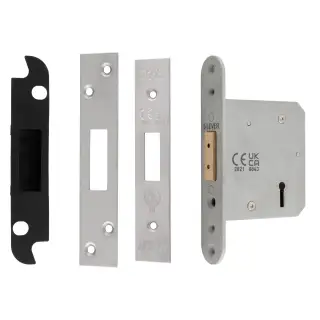 LDS5525SSS - Carlisle Brass Easi-T Heavy Duty 64mm 5 Lever Security Deadlock &lpar;Square Corners&rpar; Satin Stainless Steel