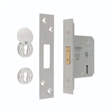Click Here To Enlarge This Photo Of LDS5330SSS - Carlisle Brass Easi-T Heavy Duty 76mm 3 Lever Security Deadlock &lpar;Square Corners&rpar; Satin Stainless Steel