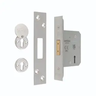 LDS5330SSS - Carlisle Brass Easi-T Heavy Duty 76mm 3 Lever Security Deadlock &lpar;Square Corners&rpar; Satin Stainless Steel