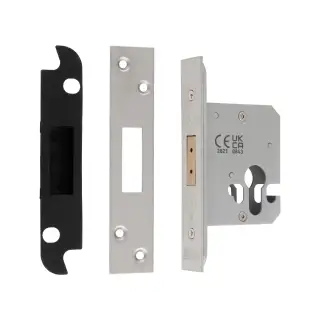 EDS5025SSS  - Carlisle Brass Easi-T Heavy Duty 64mm Euro Profile Deadlock &lpar;Square Corners&rpar; Satin Stainless Steel