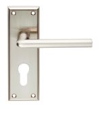 SZR011YSN - Carlisle Brass Serozzetta 'Dieci' Lever on Euro Profile Backplate (47.5mm c/c) Satin Nickel