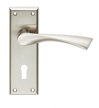Click Here To Enlarge This Photo Of SZR021SN - Carlisle Brass Serozzetta 'Venti' Lever on Bathroom Backplate (57mm c/c) Satin Nickel