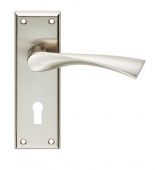 SZR021SN - Carlisle Brass Serozzetta 'Venti' Lever on Bathroom Backplate (57mm c/c) Satin Nickel