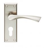 SZR021YSN - Carlisle Brass Serozzetta 'Venti' Lever on Euro Profile Backplate (47.5mm c/c) Satin Nickel