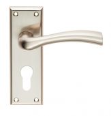 SZR051YSN - Carlisle Brass Serozzetta 'Cinquanta' Lever on Euro Profile Backplate (47.5mm c/c) Satin Nickel