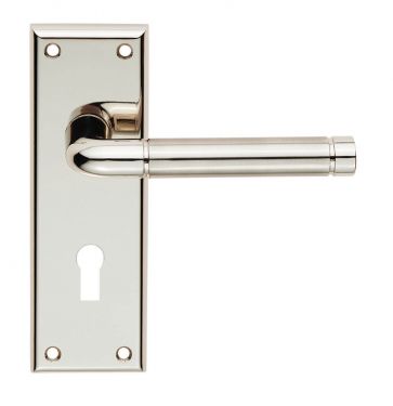 Click Here To Enlarge This Photo Of SZR041PNSN - Carlisle Brass Serozzetta 'Quaranta' Lever on Bathroom Backplate (57mm c/c) Satin Nickel/Polished Nickel