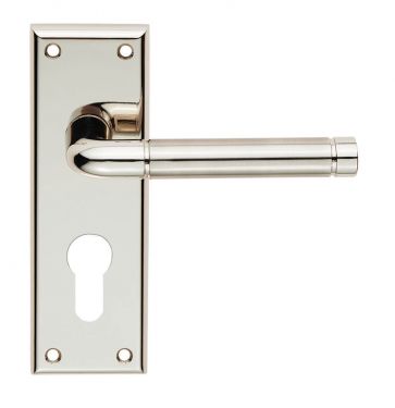 Click Here To Enlarge This Photo Of SZR041YPNSN - Carlisle Brass Serozzetta 'Quaranta' Lever on Euro Profile Backplate (47.5mm c/c) Satin Nickel/Polished Nickel