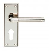 SZR041YPNSN - Carlisle Brass Serozzetta 'Quaranta' Lever on Euro Profile Backplate (47.5mm c/c) Satin Nickel/Polished Nickel