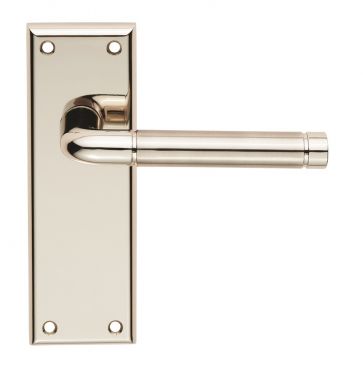 Click Here To Enlarge This Photo Of SZR042PNSN - Carlisle Brass Serozzetta 'Quaranta' Lever on Backplate Latch Satin Nickel/Polished Nickel