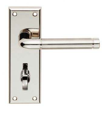 Click Here To Enlarge This Photo Of SZR043PNSN - Carlisle Brass Serozzetta 'Quaranta' Lever on Bathroom Backplate (57mm c/c) Satin Nickel/Polished Nickel