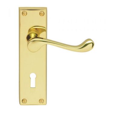 Click Here To Enlarge This Photo Of DL54 - Carlisle Brass Victorian Scroll Lever on Lock Backplate Polished Brass