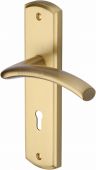 CEN1000-SB Heritage Brass Door Handle Lever Lock Centaur Design Satin Brass Finish