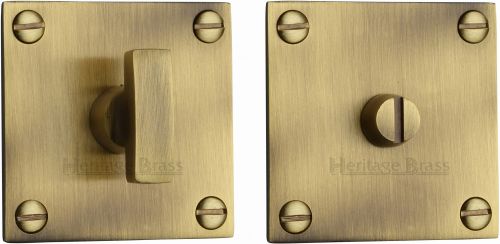 Click Here To Enlarge This Photo Of BAU1555-AT Heritage Brass Square Low Profile Thumbturn & Emergency Release Antique Brass Finish