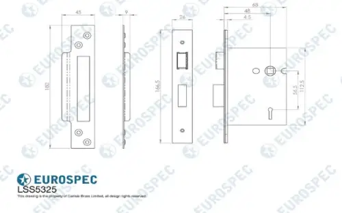 Click Here To Enlarge This Photo Of LSS5325SSS - Carlisle Brass Eurospec Easi-T 3 Lever Security Sashlock 64mm Satin Stainless Steel
