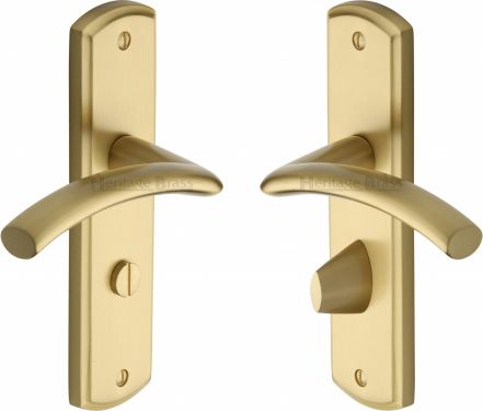 Click Here To Enlarge This Photo Of CEN1030-SB Heritage Brass Door Handle For Bathroom Centaur Design Satin Brass Finish