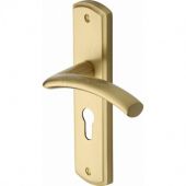 CEN1048-SB Heritage Brass Door Handle For Euro Profile Plate Centaur Design Satin Brass Finish