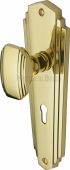 CHA1900-PB Heritage Brass Mortice Knob on Lock Plate Charlston Design Polished Brass Finish