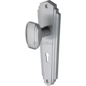 CHA1900-SC Heritage Brass Mortice Knob on Lock Plate Charlston Design Satin Chrome Finish