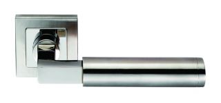 SSL1406DUO - Carlisle Brass Eurospec 'Fagus' Lever on Square Rose Dual Finish (G304) Satin Stainless Steel/Polished Stainless Steel
