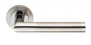 SWL1192DUO - Carlisle Brass Eurospec 'Treviri' Lever on Round Rose Dual Finish (G304) Satin Stainless Steel/Polished Stainless Steel
