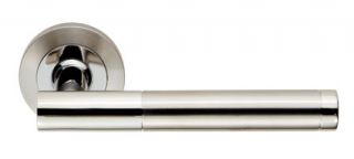 SWL1194DUO - Carlisle Brass Eurospec 'Philadelphia' Lever on Round Rose Dual Finish (G304) Satin Stainless Steel/Polished Stainless Steel