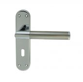SZM044CPSN - Carlisle Brass Serozzetta 'Scope' Lever Lock Handles on Backplate Satin Nickel/Polished Chrome