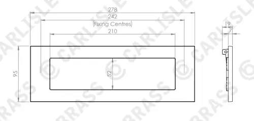 Click Here To Enlarge This Photo Of M36BCP - Carlisle Brass Victorian Letter Plate &lpar;Polished Chrome&rpar; Size&colon; 278x96mm - c&sol;c&colon; 241mm - Aperture&colon; 210x53mm