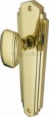 CHA1910-PB Heritage Brass Mortice Knob on Latch Plate Charlston Design Polished Brass Finish
