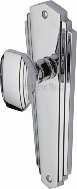 Click Here To Enlarge This Photo Of CHA1910-PC Heritage Brass Mortice Knob on Latch Plate Charlston Design Polished Chrome Finish