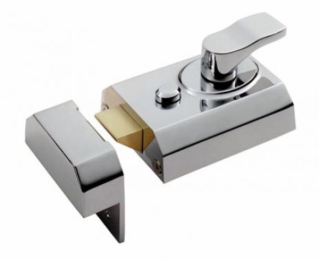 Click Here To Enlarge This Photo Of RCN8360PC - Carlisle Brass Eurospec Rim Cylinder Deadlocking Nightlatch 60mm c/w Cylinder Polished Chrome