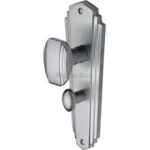 CHA1930-SC Heritage Brass Mortice Knob on Bathroom Plate Charlston Design Satin Chrome Finish