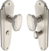 CHA1930-SN Heritage Brass Mortice Knob on Bathroom Plate Charlston Design Satin Nickel Finish