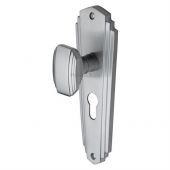 CHA1948-SC Heritage Brass Mortice Knob on Euro Profile Plate Charlston Design Satin Chrome Finish
