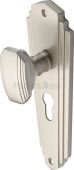 CHA1948-SN Heritage Brass Mortice Knob on Euro Profile Plate Charlston Design Satin Nickel Finish