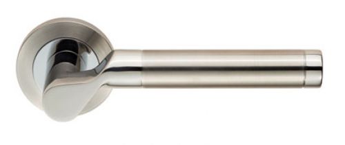 Click Here To Enlarge This Photo Of SWL1009DUO - Carlisle Brass Eurospec 'Lucerna' Lever on Round Rose Dual Finish (G304) Satin Stainless Steel/Polished Stainless Steel