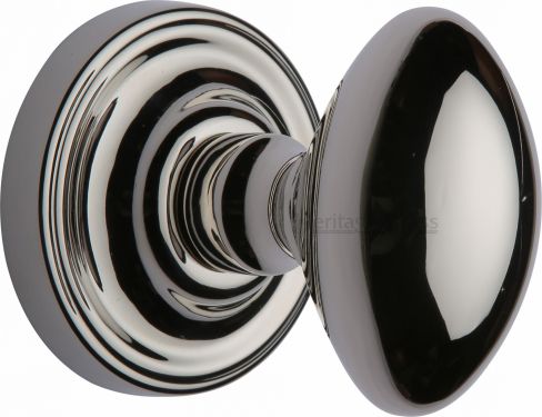 Click Here To Enlarge This Photo Of CHE7373-PNF Heritage Brass Mortice Knob on Rose Chelsea Design Polished Nickel Finish