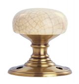 DK34ICFB - Carlisle Brass Delamain Porcelain Mortice Knobs (Ivory Crackle Glaze) on Florentine Bronze Face Fix Rose