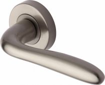 COL1762-SN Heritage Brass Door Handle Lever Latch on Round Rose Columbus Design Satin Nickel Finish
