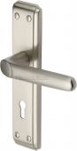 DEC3000-SN Heritage Brass Door Handle Lever Lock Deco Design Satin Nickel Finish