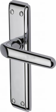Click Here To Enlarge This Photo Of DEC3010-PC Heritage Brass Door Handle Lever Latch Deco Design Polished Chrome Finish