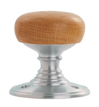 Click Here To Enlarge This Photo Of DK32WOSC - Carlisle Brass Delamain Wooden (Oak) Mortice Knobs on Satin Chrome Face Fix Rose